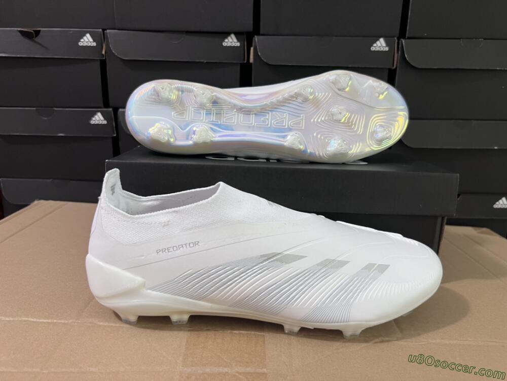 Adidas Predator Elite Laceless FG Firm Ground Soccer Cleats - White/Silver