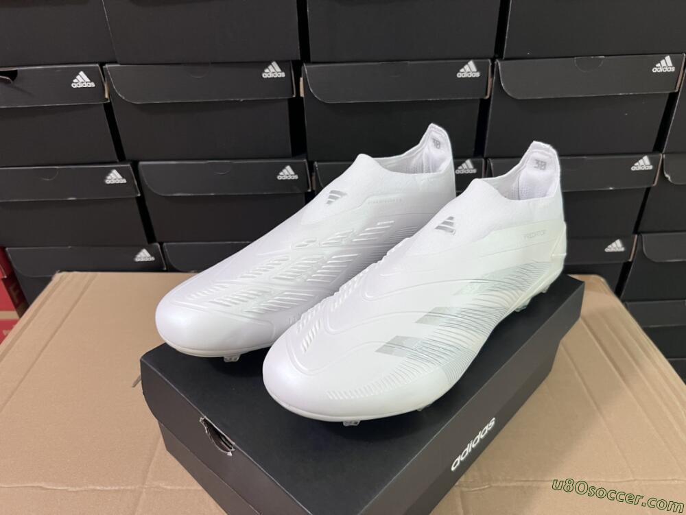 Adidas Predator Elite Laceless FG Firm Ground Soccer Cleats - White/Silver