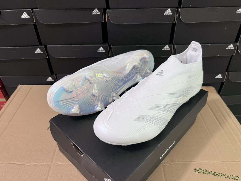 Adidas Predator Elite Laceless FG Firm Ground Soccer Cleats - White/Silver