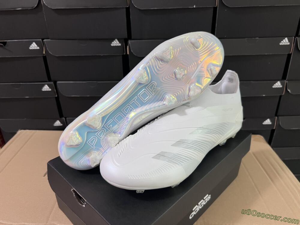 Adidas Predator Elite Laceless FG Firm Ground Soccer Cleats - White/Silver