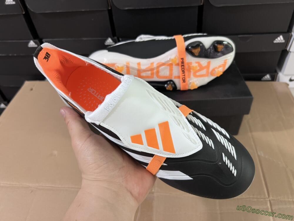 Adidas Predator Elite Foldover Tongue FG Firm Ground Soccer Cleats - White/Black/Orange