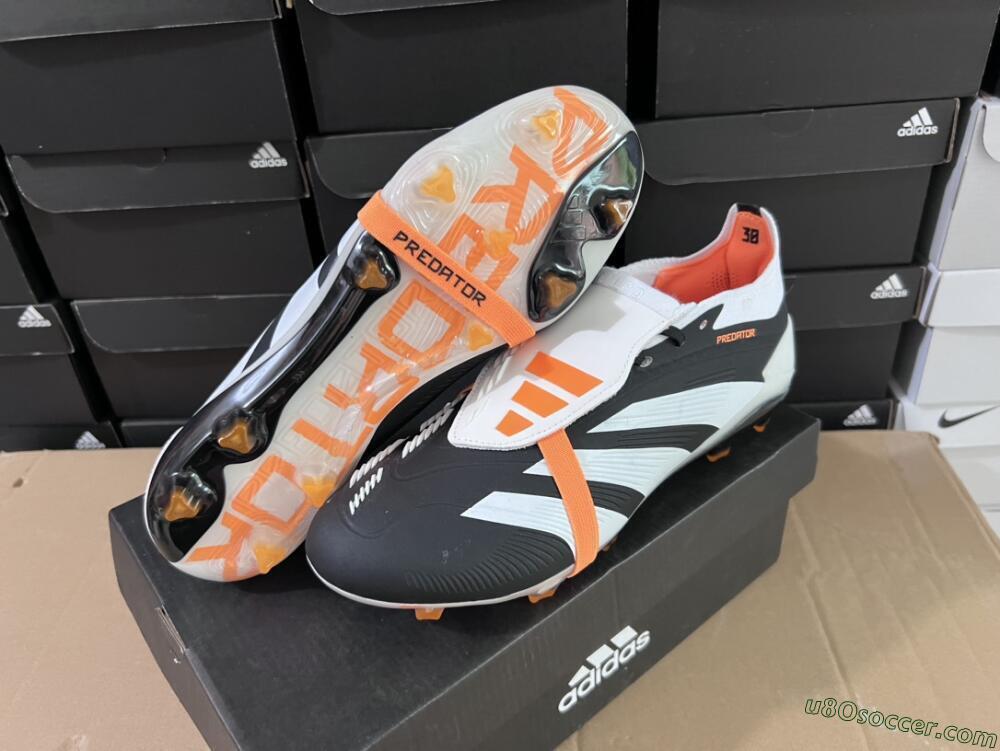 Adidas Predator Elite Foldover Tongue FG Firm Ground Soccer Cleats - White/Black/Orange