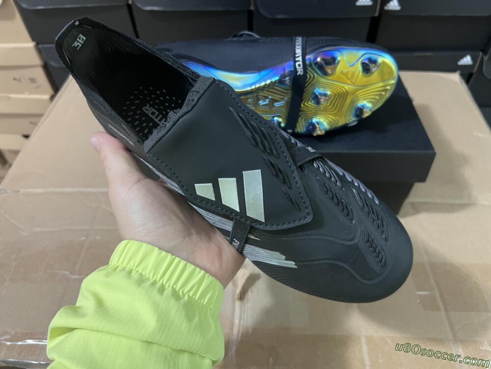Adidas Predator Elite Foldover Tongue FG Firm Ground Soccer Cleats - Black/Silver/Gold