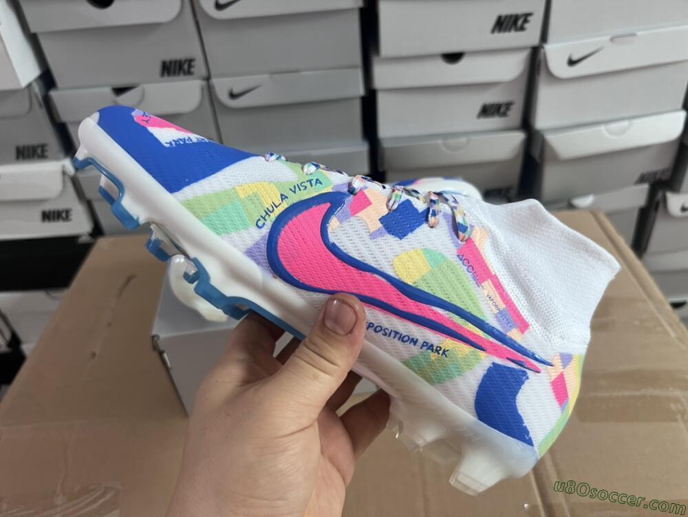 Nike Air Zoom Mercurial Superfly 9 Elite FG Firm Ground Soccer Cleats - White/Rainbow