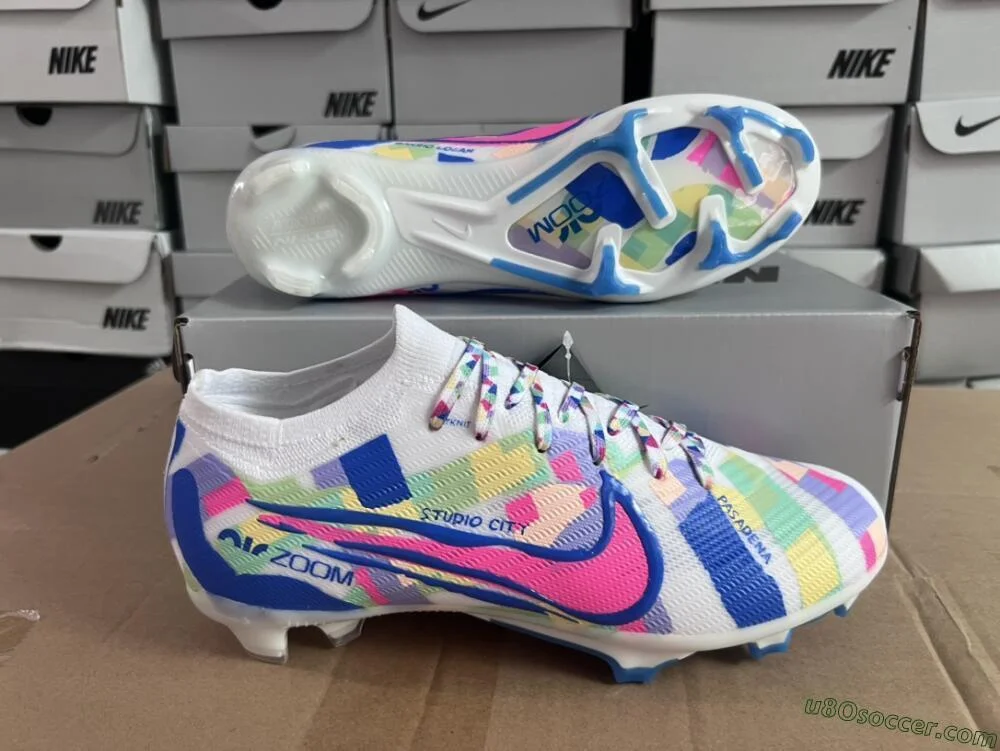 Firm Ground Soccer Cleats in Beige, Blue, Yellow, and Pink