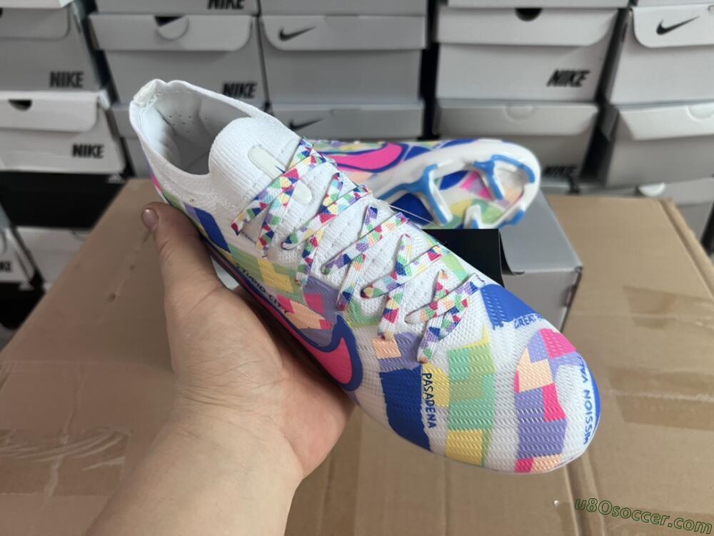 Nike Air Zoom Mercurial Vapor 15 Elite FG Firm Ground Soccer Cleats - Beige/Blue/Yellow/Pink