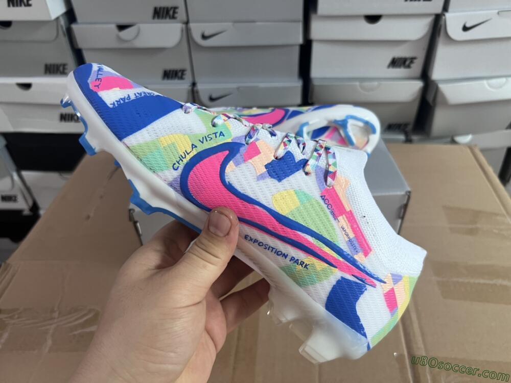 Nike Air Zoom Mercurial Vapor 15 Elite FG Firm Ground Soccer Cleats - Beige/Blue/Yellow/Pink