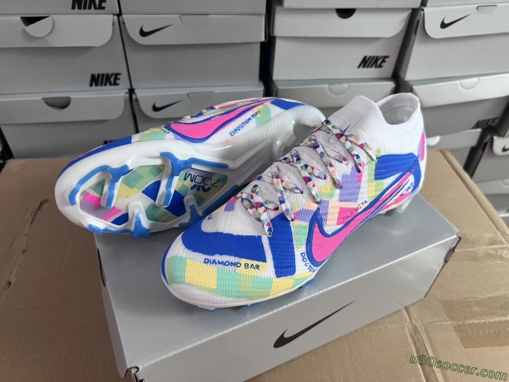 Nike Air Zoom Mercurial Vapor 15 Elite FG Firm Ground Soccer Cleats - Beige/Blue/Yellow/Pink