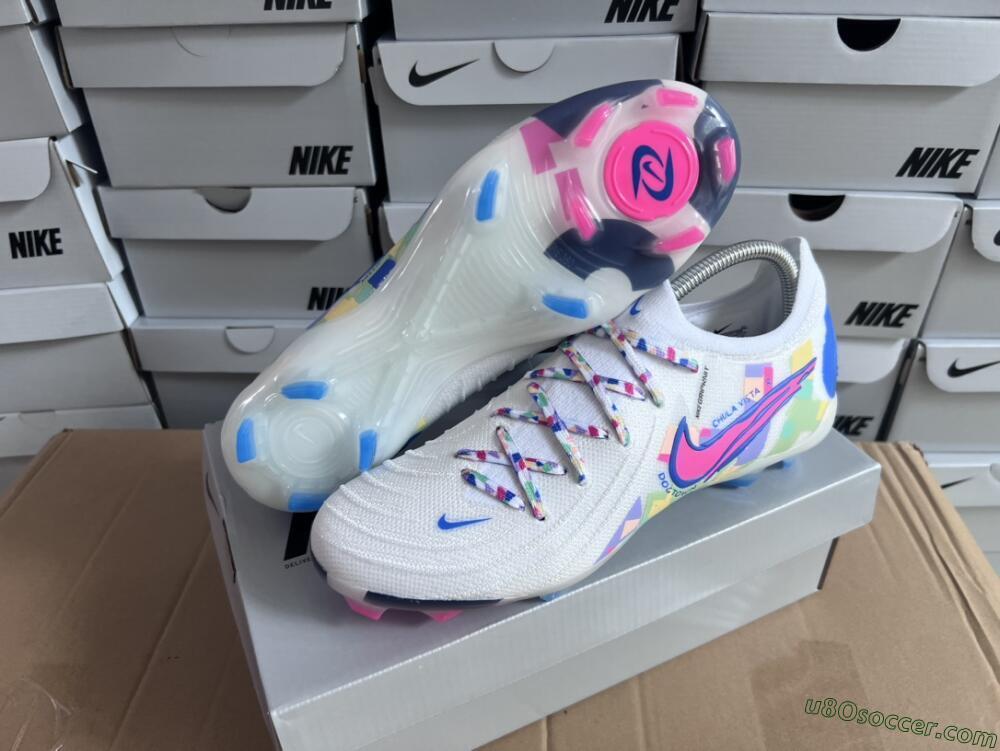 Nike Phantom Luna Elite NU FG Firm Ground Soccer Cleats - Beige/Blue/Yellow/Pink