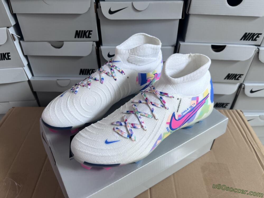 Nike Phantom Luna Elite NU FG Firm Ground Soccer Cleats - Beige/Blue/Yellow/Pink