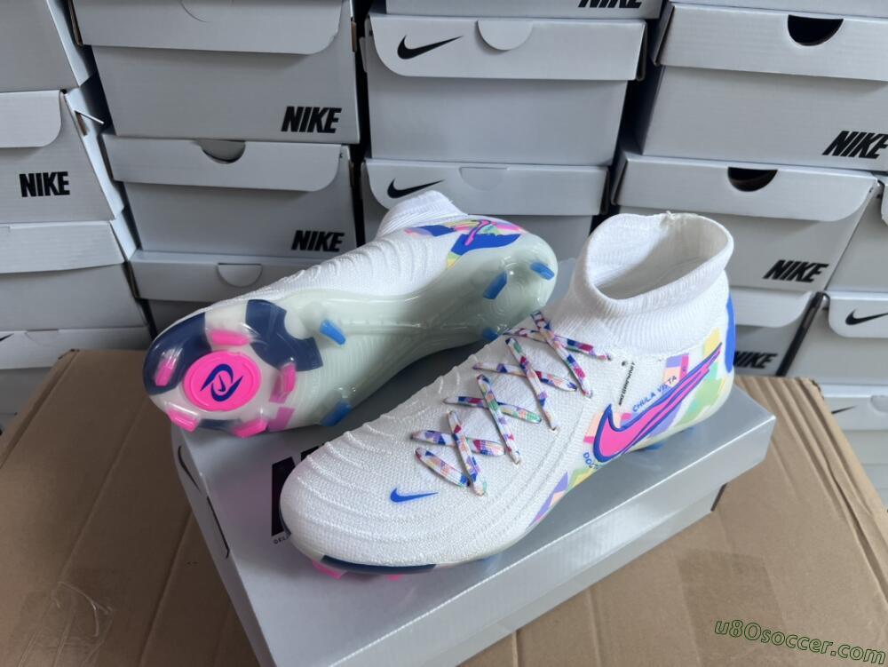 Nike Phantom Luna Elite NU FG Firm Ground Soccer Cleats - Beige/Blue/Yellow/Pink