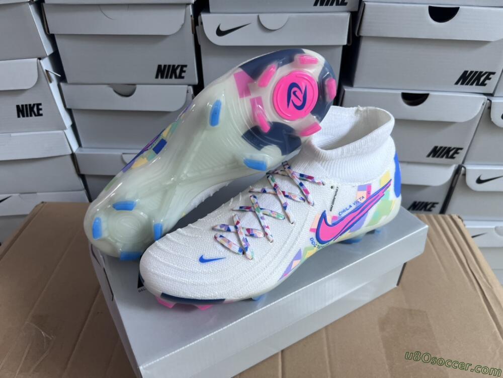 Nike Phantom Luna Elite NU FG Firm Ground Soccer Cleats - Beige/Blue/Yellow/Pink