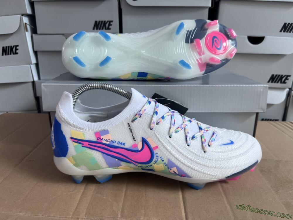 Nike Phantom Luna Elite NU FG Firm Ground Soccer Cleats - Beige/Blue/Yellow/Pink