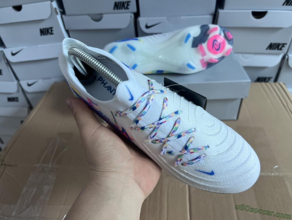 Nike Phantom Luna Elite NU FG Firm Ground Soccer Cleats - Beige/Blue/Yellow/Pink