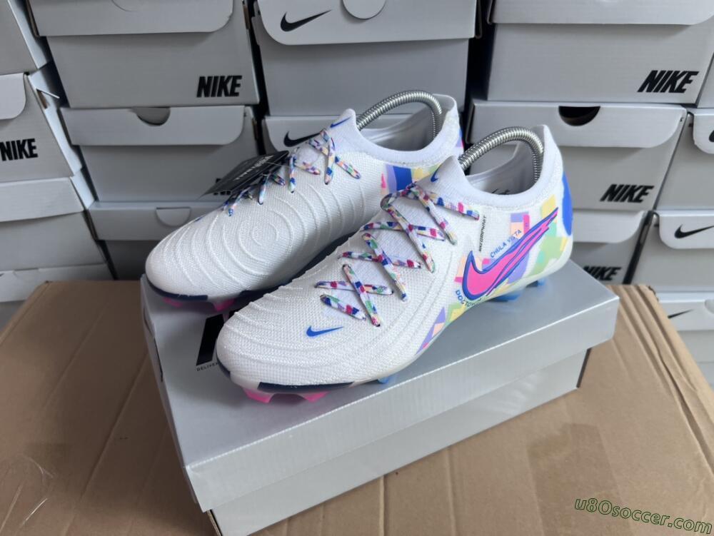 Nike Phantom Luna Elite NU FG Firm Ground Soccer Cleats - Beige/Blue/Yellow/Pink