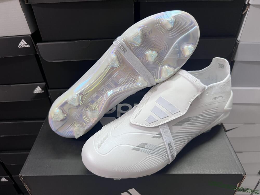 Adidas Predator Elite Foldover Tongue FG Firm Ground Soccer Cleats - Beige/White/Silver