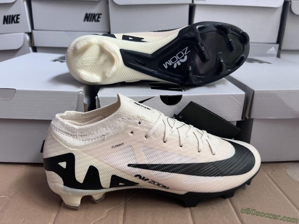 Nike Air Zoom Mercurial Vapor 15 Elite FG Firm Ground Soccer Cleats - Beige/Black