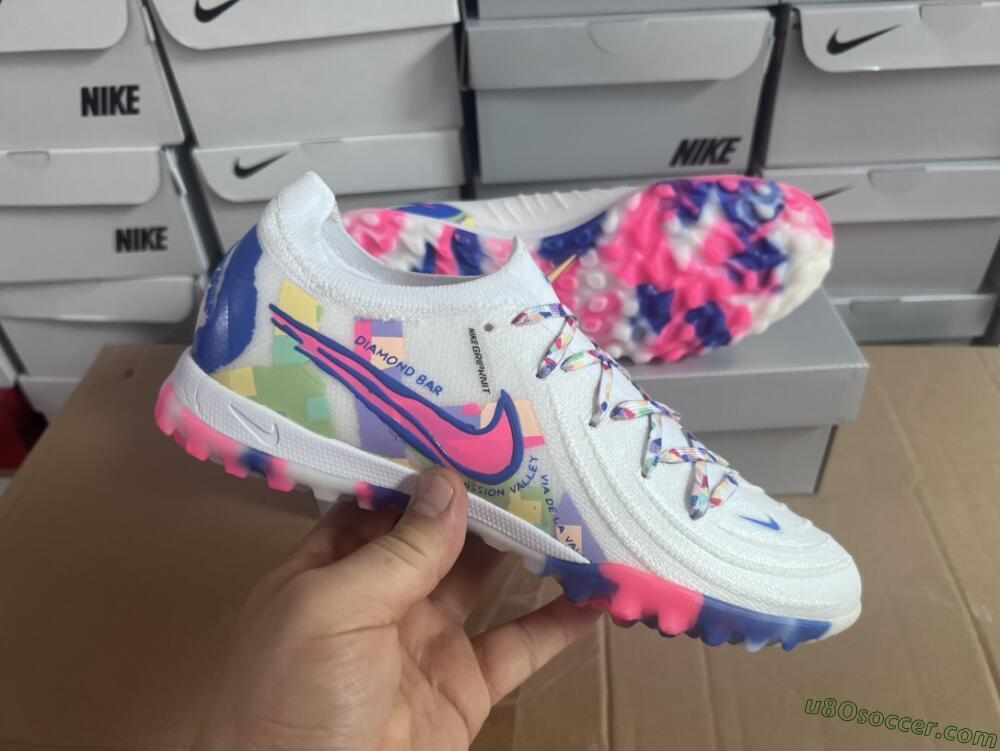 Nike Phantom Luna Elite TF Artificial Turf Soccer Shoes - White/Blue/Pink/Yellow