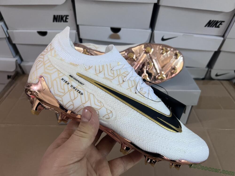 Nike Phantom GX Elite United Golden Pack FG Firm Ground Soccer Cleats - White/Metallic Gold/Black