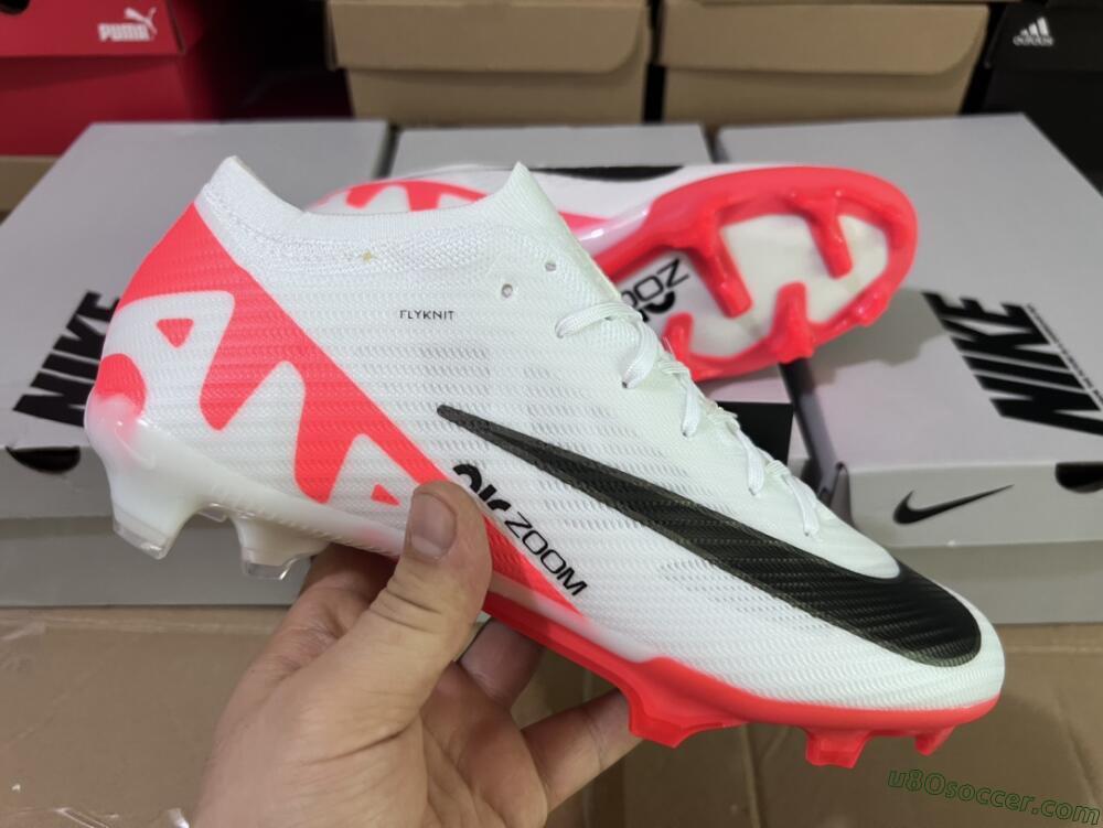 Nike Air Zoom Mercurial Vapor 15 Elite FG Firm Ground Soccer Cleats - White/Black/Red
