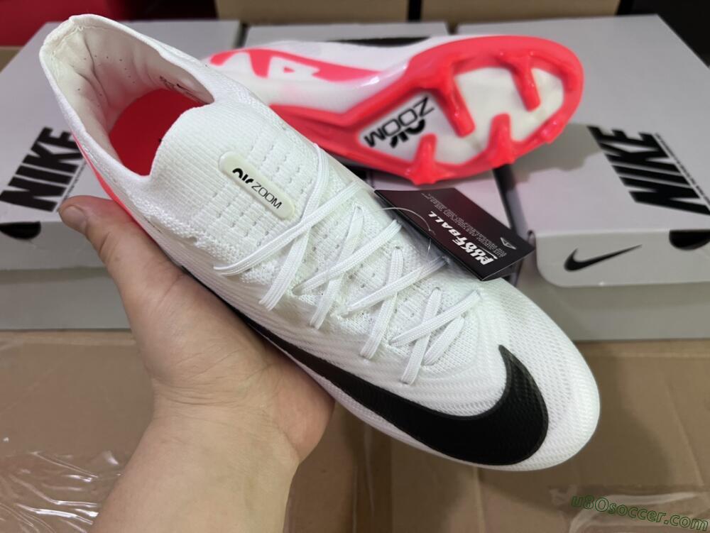 Nike Air Zoom Mercurial Vapor 15 Elite FG Firm Ground Soccer Cleats - White/Black/Red