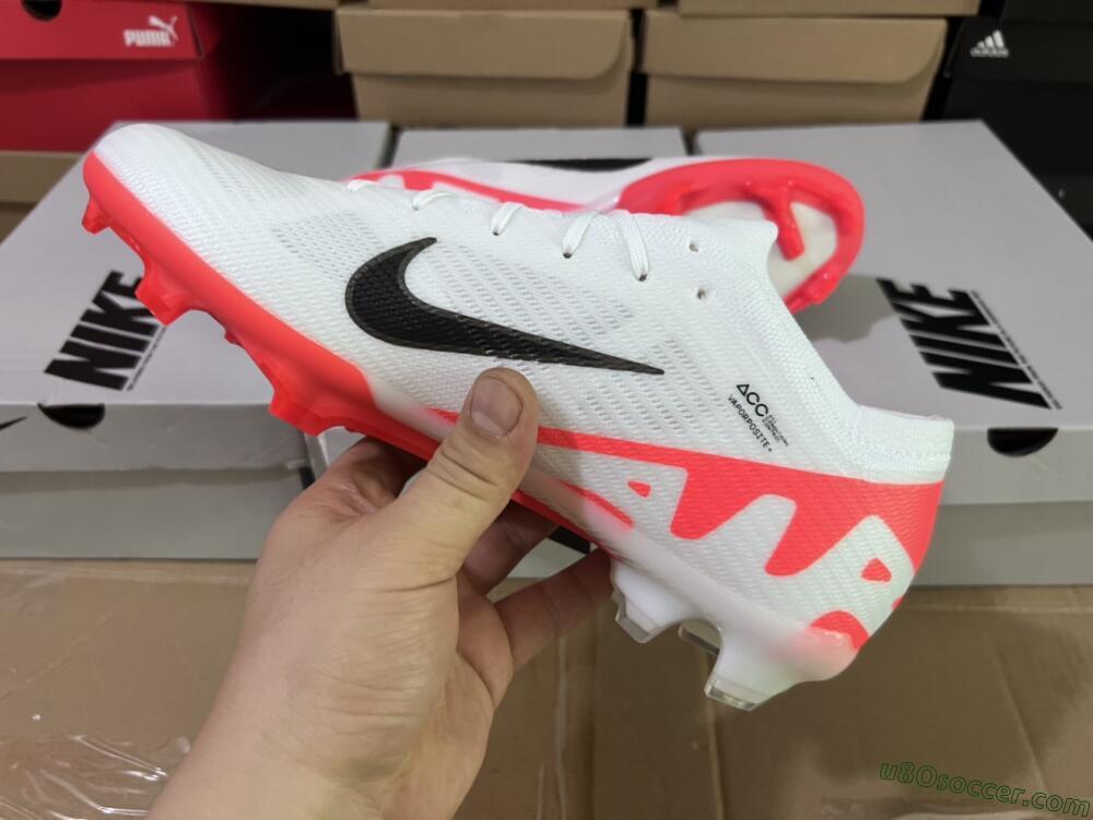 Nike Air Zoom Mercurial Vapor 15 Elite FG Firm Ground Soccer Cleats - White/Black/Red