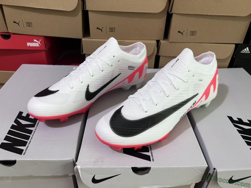 Nike Air Zoom Mercurial Vapor 15 Elite FG Firm Ground Soccer Cleats - White/Black/Red
