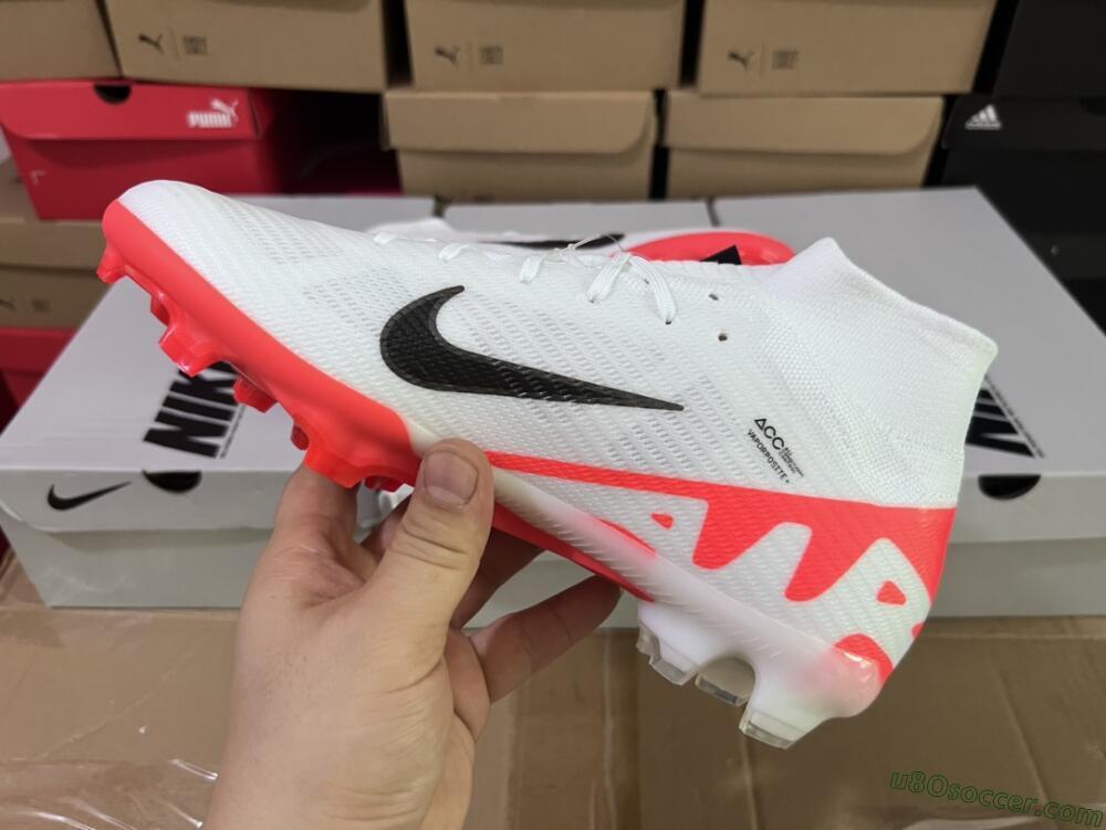 Nike Air Zoom Mercurial Superfly 9 Elite FG Firm Ground Soccer Cleats - White/Black/Red