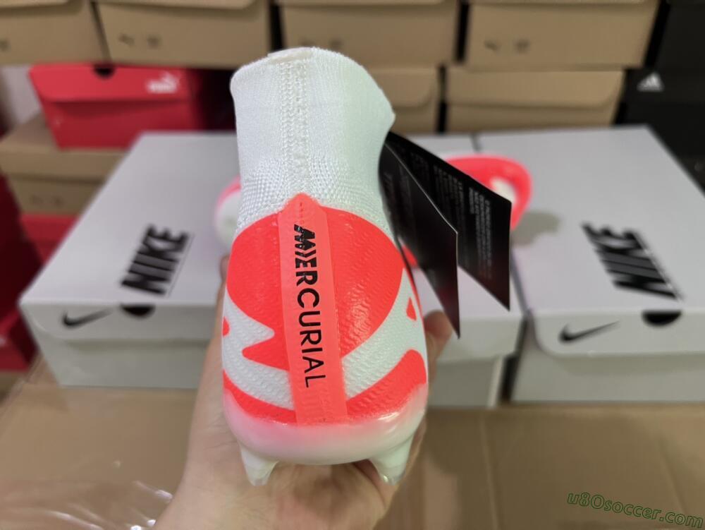 Nike Air Zoom Mercurial Superfly 9 Elite FG Firm Ground Soccer Cleats - White/Black/Red