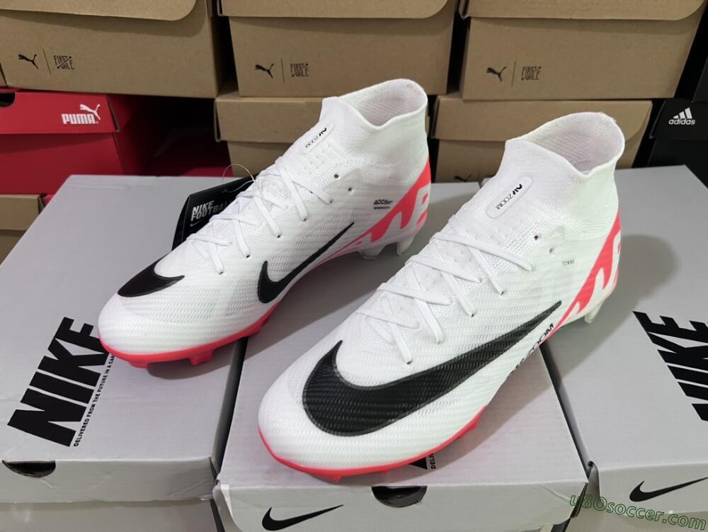 Nike Air Zoom Mercurial Superfly 9 Elite FG Firm Ground Soccer Cleats - White/Black/Red