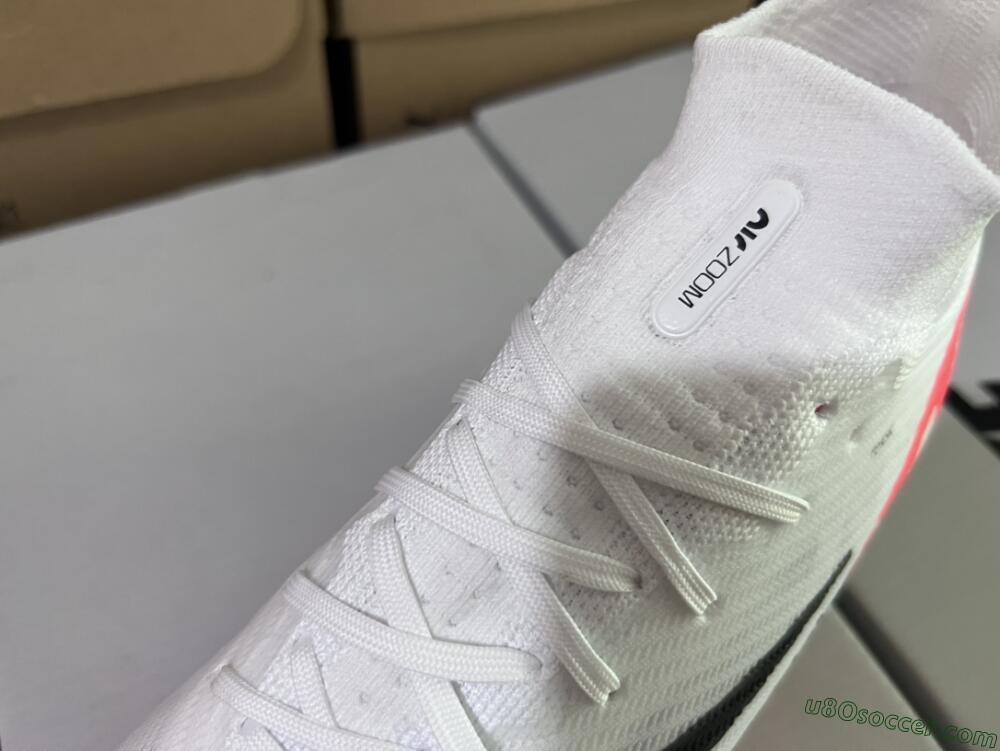 Nike Air Zoom Mercurial Superfly 9 Elite FG Firm Ground Soccer Cleats - White/Black/Red