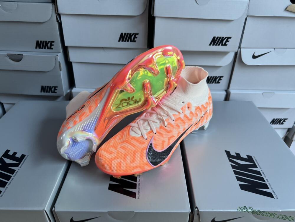 Nike Air Zoom Mercurial Superfly 9 Elite FG Firm Ground Soccer Cleats - White/Orange/Black