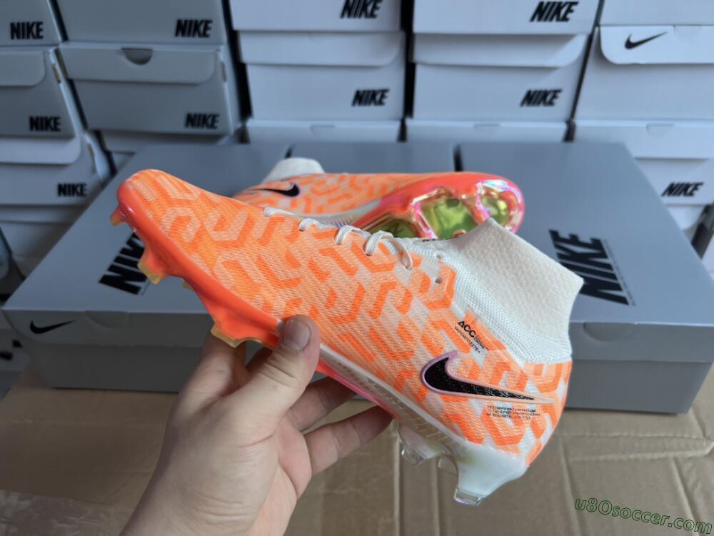 Nike Air Zoom Mercurial Superfly 9 Elite FG Firm Ground Soccer Cleats - White/Orange/Black