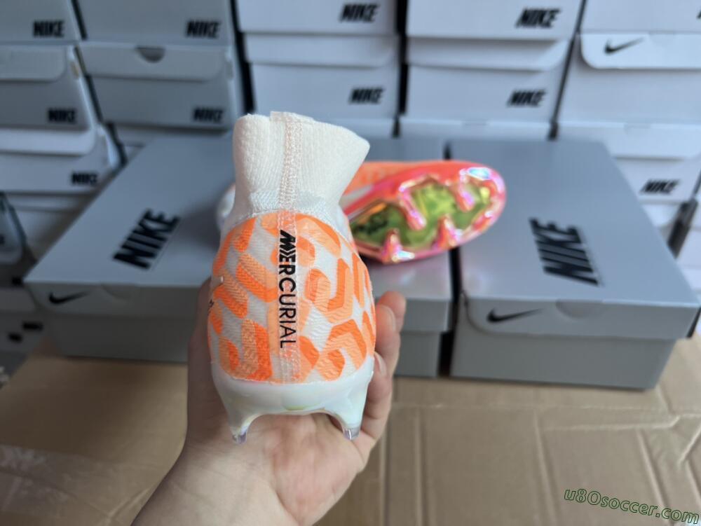 Nike Air Zoom Mercurial Superfly 9 Elite FG Firm Ground Soccer Cleats - White/Orange/Black