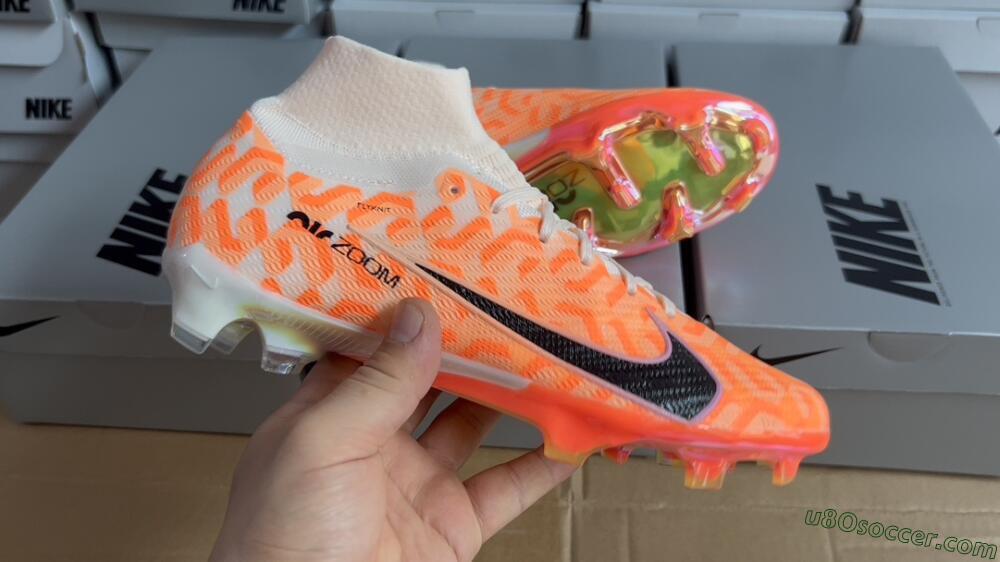 Nike Air Zoom Mercurial Superfly 9 Elite FG Firm Ground Soccer Cleats - White/Orange/Black