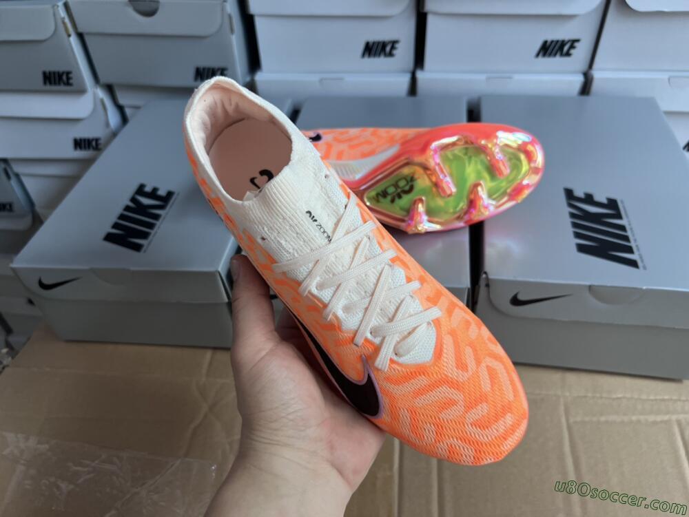 Nike Air Zoom Mercurial Vapor 15 Elite FG Firm Ground Soccer Cleats - White/Orange/Black