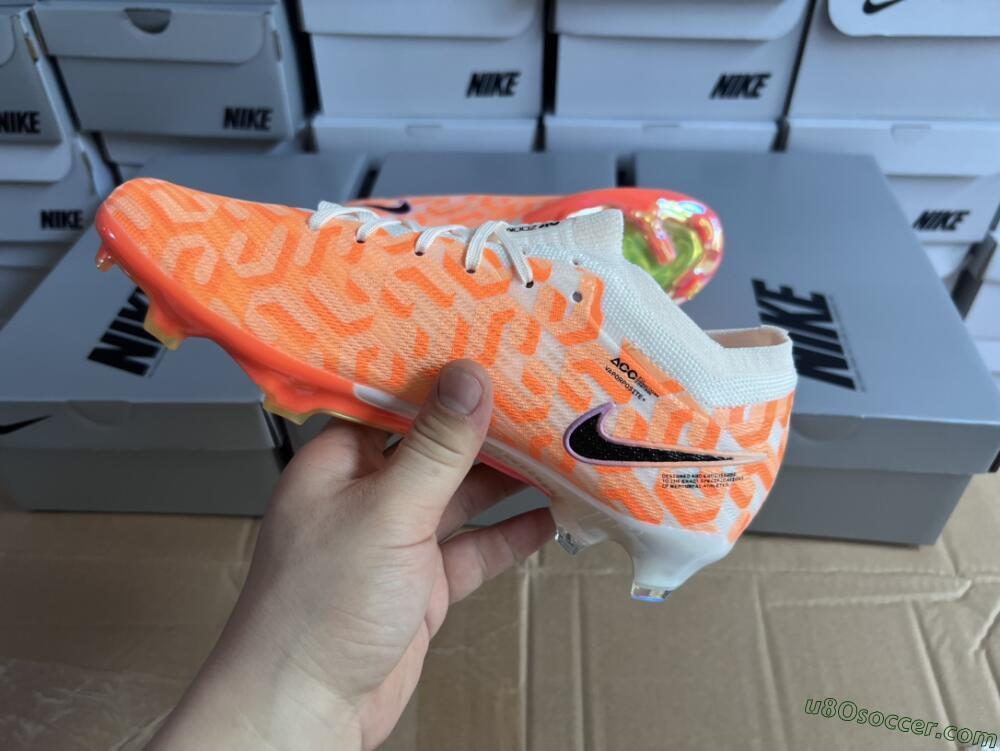 Nike Air Zoom Mercurial Vapor 15 Elite FG Firm Ground Soccer Cleats - White/Orange/Black