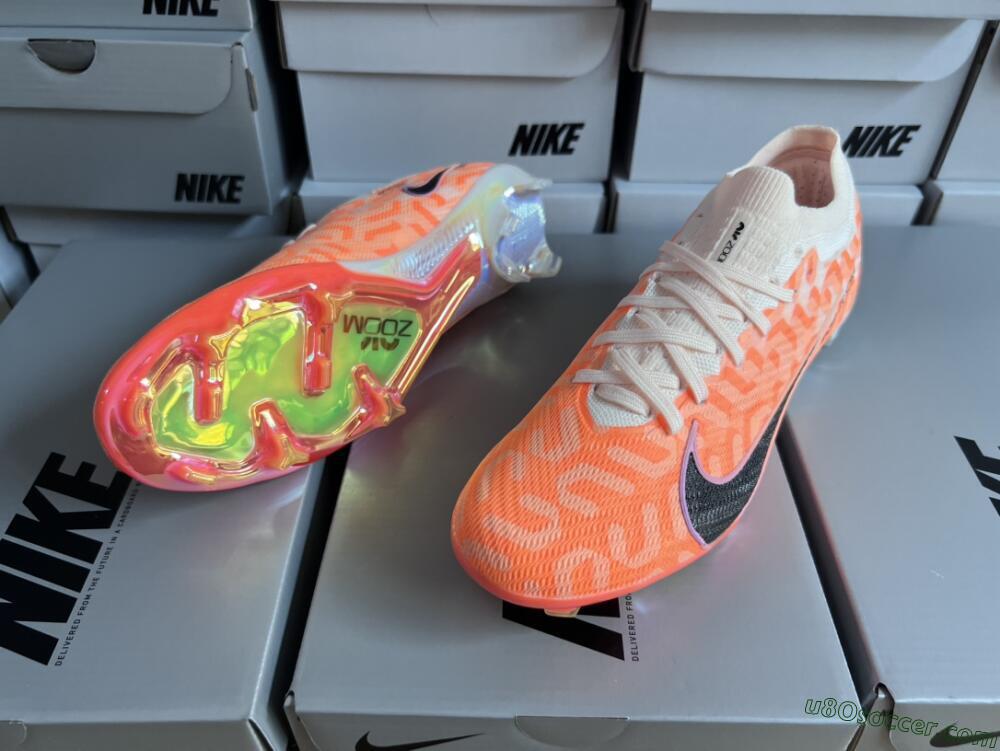 Nike Air Zoom Mercurial Vapor 15 Elite FG Firm Ground Soccer Cleats - White/Orange/Black