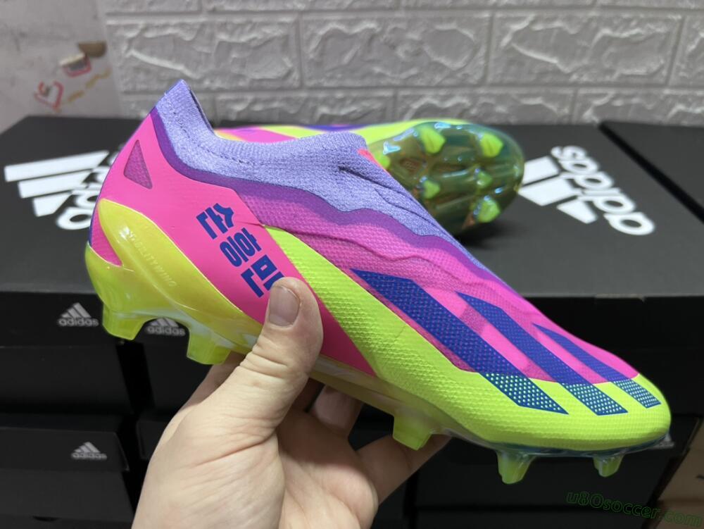 Adidas X Crazyfast+ FG Firm Ground Soccer Cleats - Purple/Pink/Green/Blue