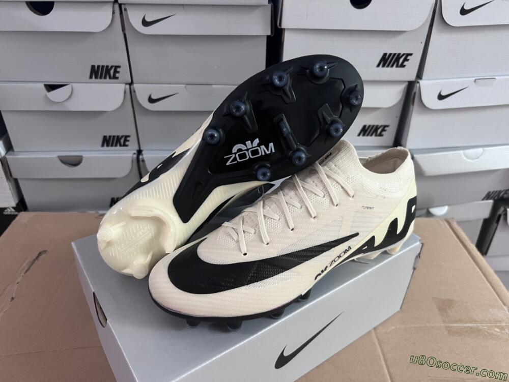 Nike Air Zoom Mercurial Vapor 15 Elite AG Artificial Grass Soccer Cleats - Beige/Black