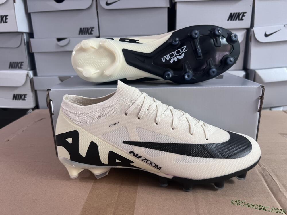 Nike Air Zoom Mercurial Vapor 15 Elite AG Artificial Grass Soccer Cleats - Beige/Black
