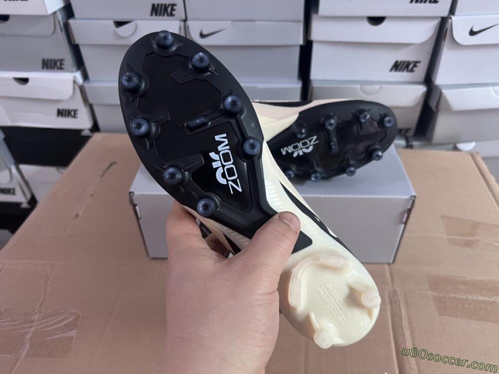 Nike Air Zoom Mercurial Vapor 15 Elite AG Artificial Grass Soccer Cleats - Beige/Black