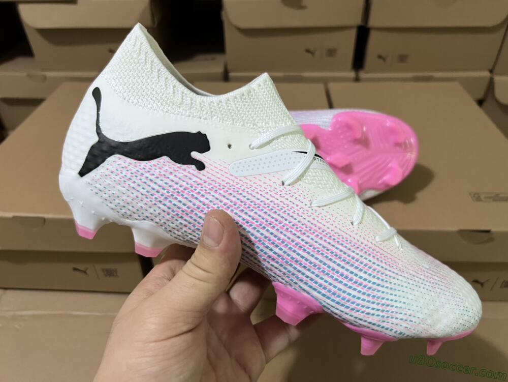 Puma Future Ultimate 2024 FG Firm Ground Soccer Cleats - White/Pink/Blue/Black