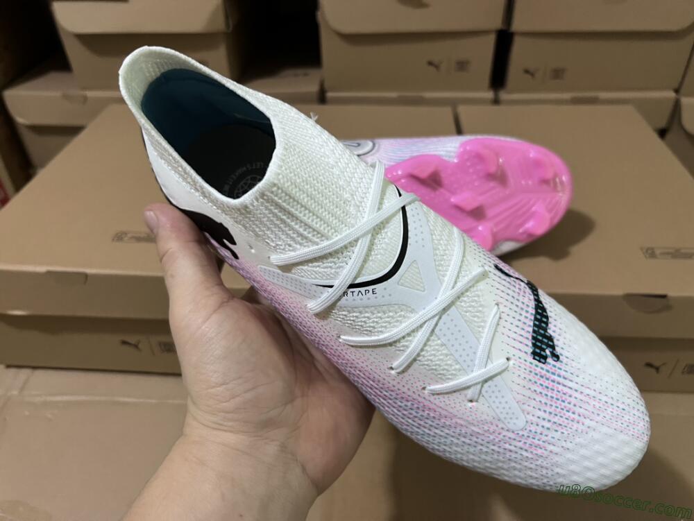 Puma Future Ultimate 2024 FG Firm Ground Soccer Cleats - White/Pink/Blue/Black