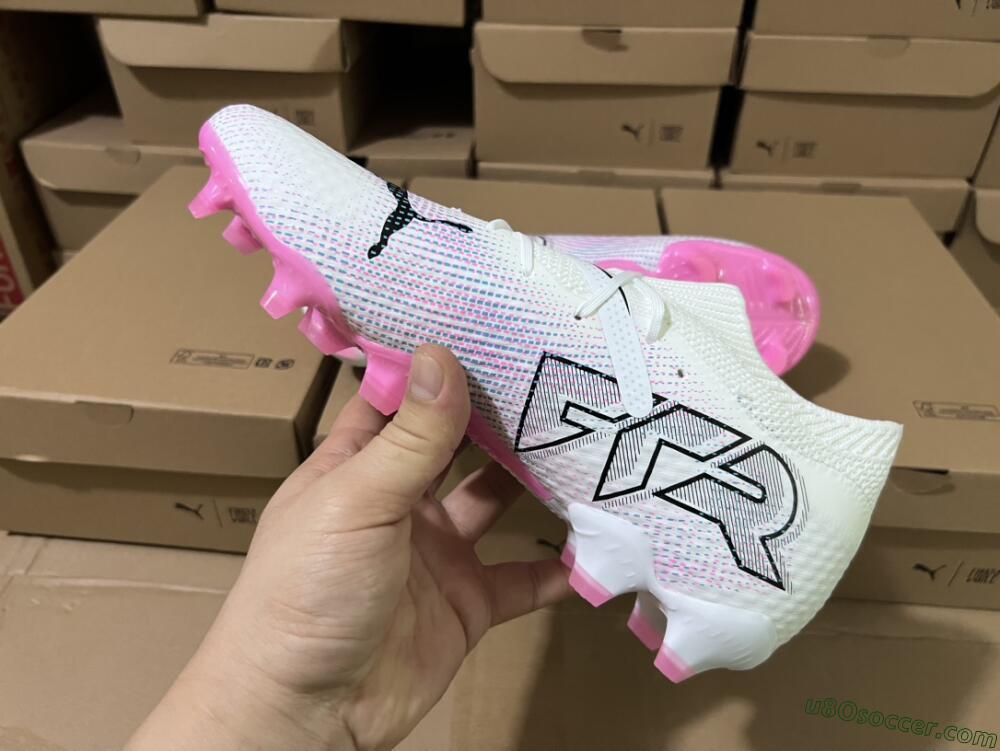 Puma Future Ultimate 2024 FG Firm Ground Soccer Cleats - White/Pink/Blue/Black