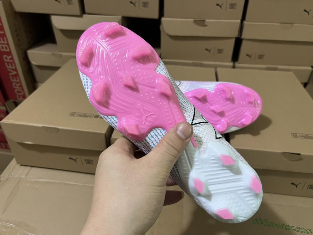 Puma Future Ultimate 2024 FG Firm Ground Soccer Cleats - White/Pink/Blue/Black