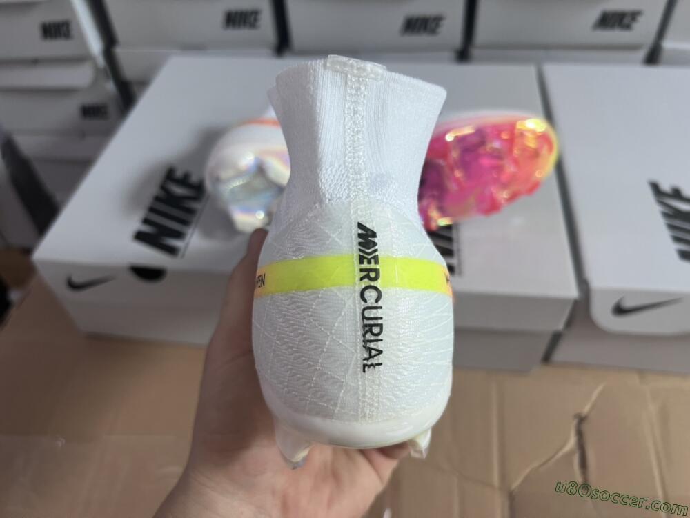 Nike Air Zoom Mercurial Superfly 9 Elite FG Firm Ground Soccer Cleats - White/Pink/Black/Yellow/Gold