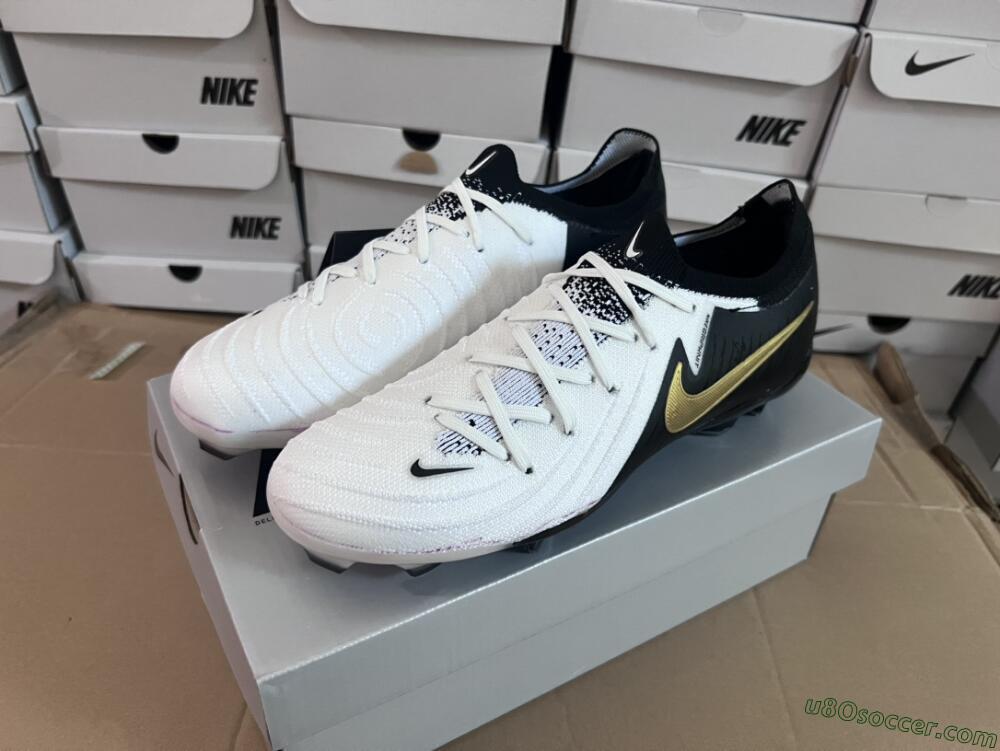 Nike Phantom Luna Elite Low FG Firm Ground Soccer Cleats - White/Black/Gold