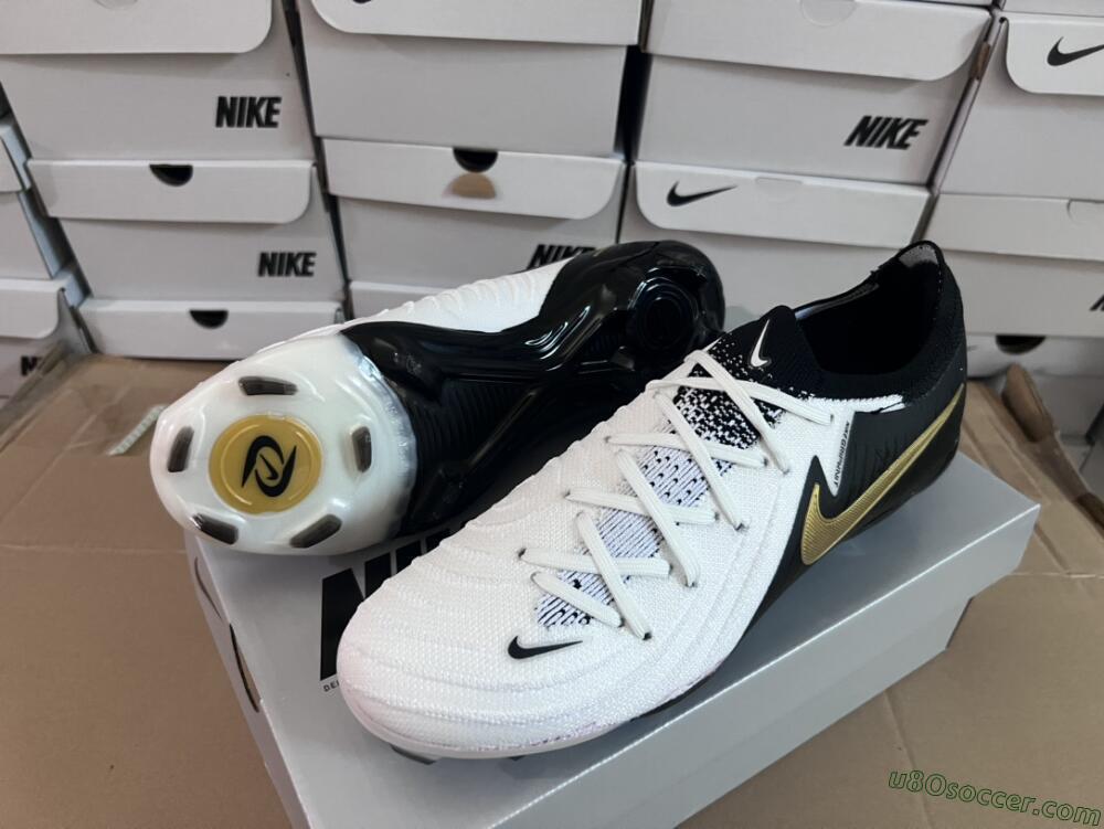 Nike Phantom Luna Elite Low FG Firm Ground Soccer Cleats - White/Black/Gold