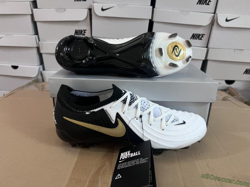 Nike Phantom Luna Elite Low FG Firm Ground Soccer Cleats - White/Black/Gold